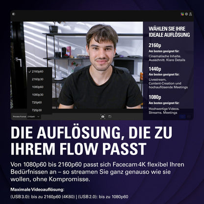 Elgato Facecam 4K - unkomprimierte 4K60 Studio-Webcam für PC/Mac