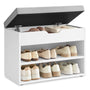 VASAGLE Schuhbank LHS020W01, Sitzbank mit Stauraum, wolkenweiss, gepolstertes Sitzkissen