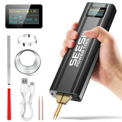 Seesii SE209 Punktschweissgerät für Akkus, 80 Gänge, mit Akku – Aluminiumgehäuse und Display