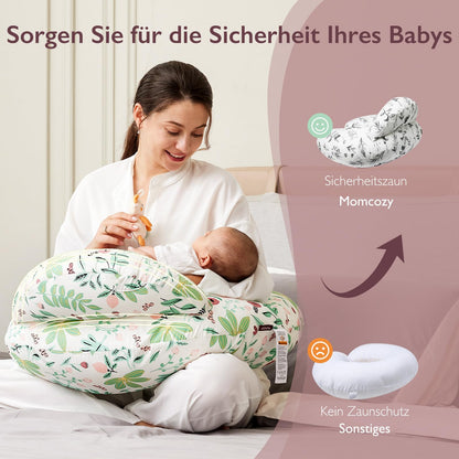 momcozy Stillkissen Gross mit Sicherheitsumrandung - Plante & Wald
