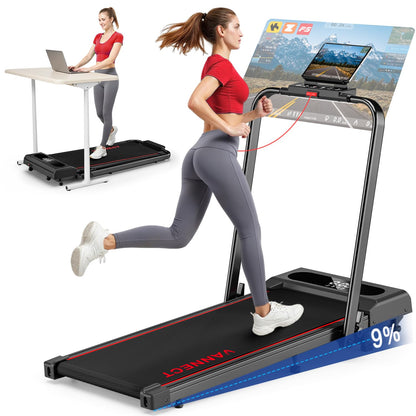 VANNECT Walking Pad X390, klappbares Laufband mit 9 % Steigung, LCD-Display und Handlauf