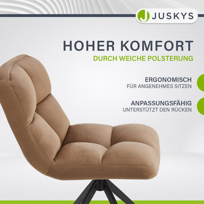 Juskys Dallas Esszimmer Drehstuhl 2er Set Samt Hellbraun