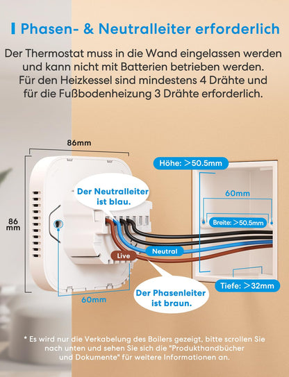 Meross WLAN Smart Thermostat Boiler Fussbodenheizung