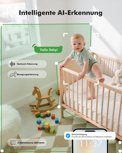 YESIMOM Babyphone mit Kamera 1080P, WLAN, Nachtsicht, 2-Wege-Audio