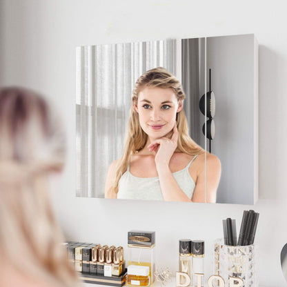 DICTAC Spiegelschrank Badezimmer 80x60cm 3 Türen – Weiss