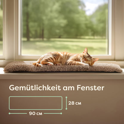 Knupis Katzen Fensterliege selbstwärmend rutschfest 90x28cm Braun