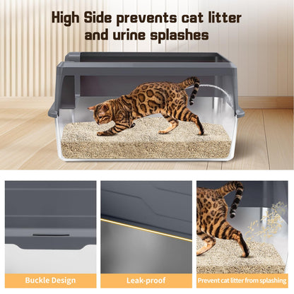 Bartuke Katzentoilette Edelstahl XXXL Katzenklo - Dunkelgrau