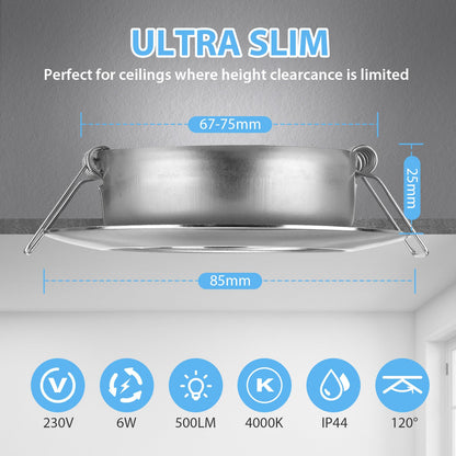 LED Einbauspot Flach Dimmbar Warmweiss IP44 Schwenkbar - 12er Set