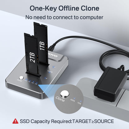 Premium M.2 NVMe SSD Docking Station – Dual Bay Offline Clone 10Gbps
