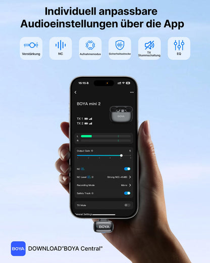BOYA mini 2 Kabelloses Lavalier-Mikrofon für iPhone und Android