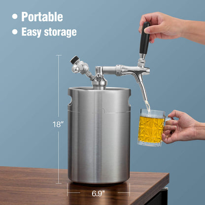 TMCRAFT 5L Minifass Growler Edelstahl-Druckfass System mit Hahn