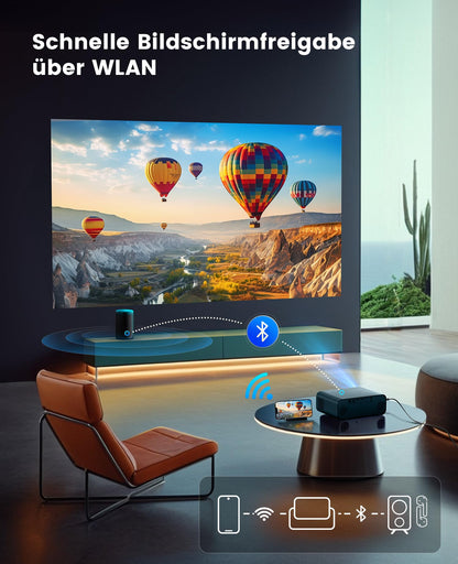 Premium Heimkino Beamer 4K Full HD Autofokus WiFi6 - Schwarz