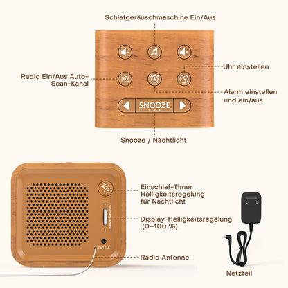 REACHER Radiowecker CR7W – Digitaler FM-Wecker mit Nachtlicht