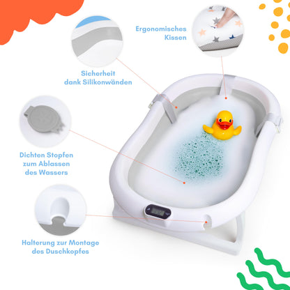 moovkee. Faltbare Stand-Babybadewanne 80cm für Neugeborene