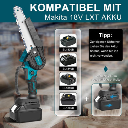 FYJUL Mini Kettensäge 6 Zoll, bürstenlos, für Makita 18V, ohne Akku