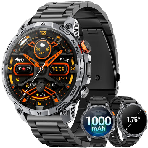Haulvean Militär Smartwatch Herren mit 1000-mAh-Akku und HD-Display