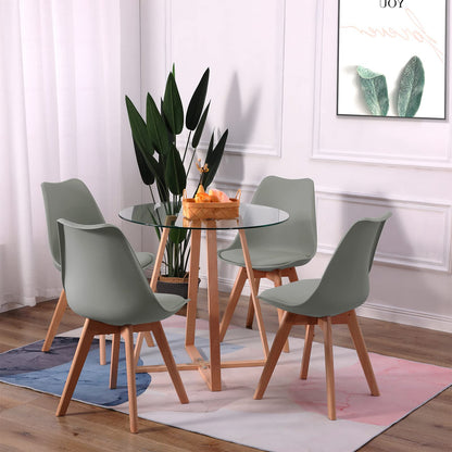 EGGREE Set 4 Buchenholz Skandi Retro Küchenstühle - Grau