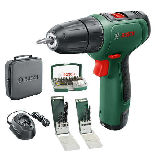 Bosch EasyDrill 1200 Akkuschrauber Set mit 2,0 Ah Akku im Softbag, kompakter 12-Volt-Bohrschrauber mit LED