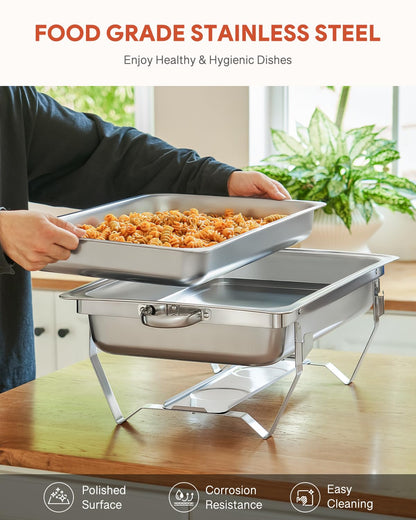 Wilprep Chafing Dish 2er-Set Edelstahl Speisenwärmer je 9 L GN 1/2