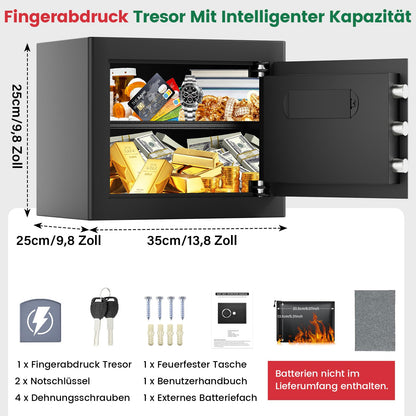Tiskgg Fingerabdruck Tresor 25L, Möbeltresor mit feuerfester Tasche