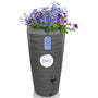 YourCasa Regentonne 240 Liter Wave Design mit Wasserhahn, Grau – schmaler Regenwassertank aus Kunststoff