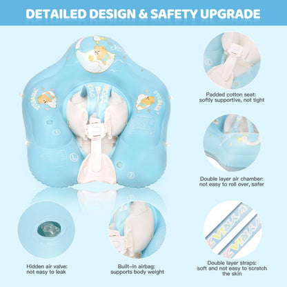 LOOWARTS Baby Schwimmring mit Baldachin, UPF50+ UV-Schutz, 3–12 Monate