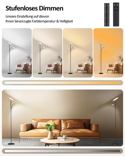 Moderne LED Stehlampe - Deckenfluter Leselampe Dimmbar 42W