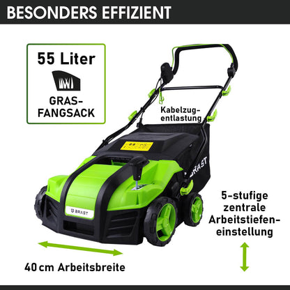 BRAST Elektro-Vertikutierer & Rasenlüfter BRE-RV-4000 2in1 2000 W
