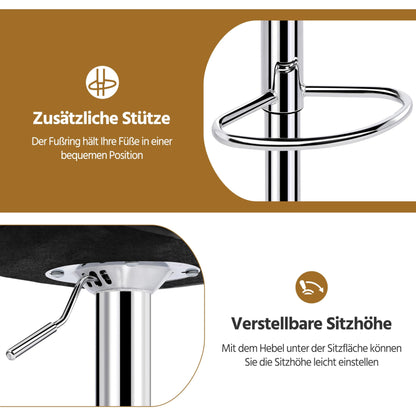 Yaheetech 2er Set drehbar Kunstleder Barhocker - Schwarz