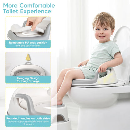 Maliton Kindertoilettensitz mit 2-stufigem Tritthocker, weiss-grau