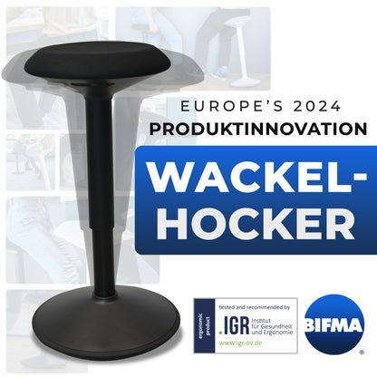 Backerz Ergonomischer Bürohocker - Mattschwarz, 55-80 cm