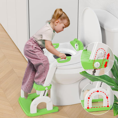 KYYOKE Toilettentrainer mit Treppe, 2-in-1 Kindertoilettensitz grün