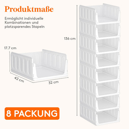 Lifewit Aufbewahrungsbox 8er-Set, stapelbar, ausziehbar, 42 cm tief