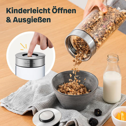SILBERTHAL Vorratsglas Set mit Deckel – 4x Luftdicht Mottensicher