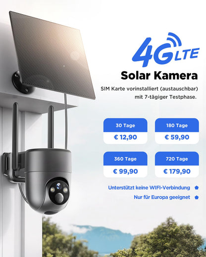 NUASI TC18 4G Überwachungskamera für aussen, Solar, SIM-Karte, 2K