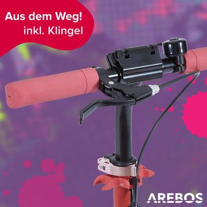 Arebos Cityroller Tretroller – Rot, Klappbar mit LED Räder
