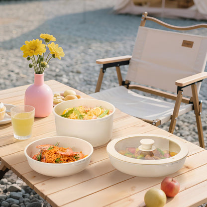 JEETEE Topf- & Pfannenset abnehmbar 17-tlg. Induktion Beige