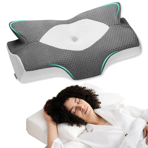 Elviros Nackenkissen aus Memory Foam, ergonomisch, 64 × 40 cm