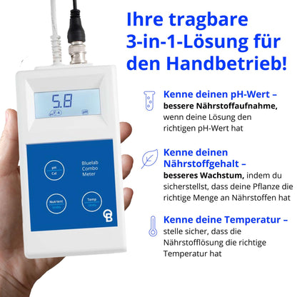 Bluelab Combo Meter – pH, EC, Temperatur Messgerät METCOM