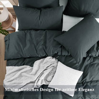 Aisbo Bettwäsche-Set 220x240 cm Baumwolle Grau 3-teilig, OEKO-TEX