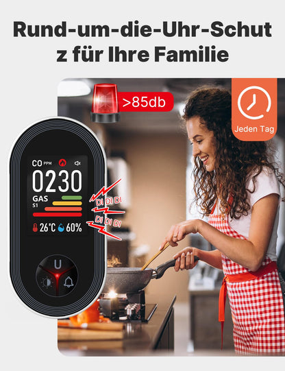 MOES 4-in-1 CO- & Gasmelder mit Stecker – Haus & Wohnmobil