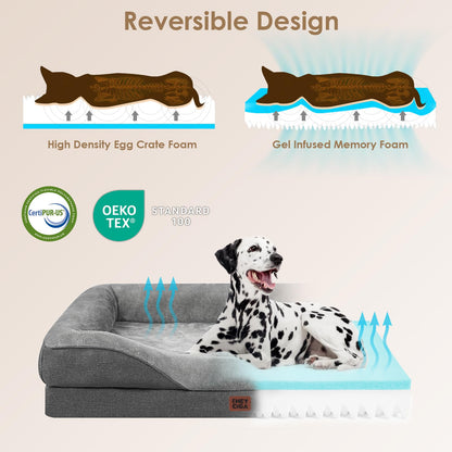 EHEYCIGA Orthopädisches Hundebett für grosse Hunde, Memory Foam, Grau