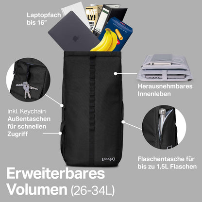 otinga® Flip V3 Fahrradtasche Rucksack [34L Volumen] für jeden Gepäckträger I Stylische Gepäckträgertasche mit Rucksack - in 3 Sekunden umgebaut I Wasserdichter Fahrradrucksack Gepäckträger