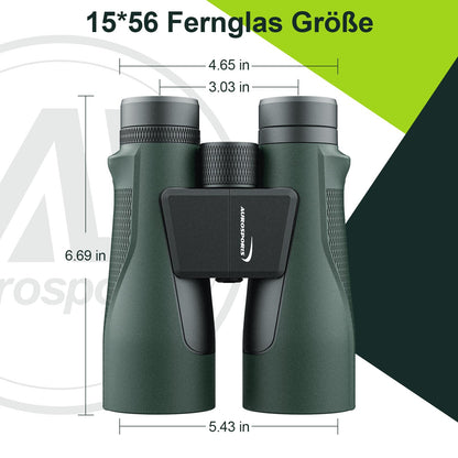 Aurosports 15x56 HD Fernglas Grosses Sichtfeld für Erwachsene - Grün