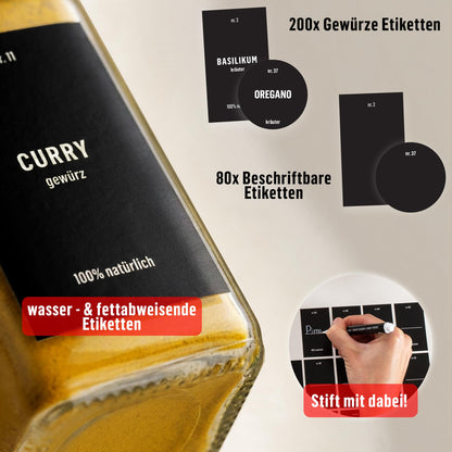 Deco haus Gewürzregal Wand ohne Bohren, 4er Set mit 24 Gewürzgläsern
