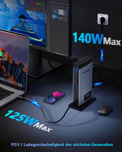 WAVLINK Laptop Docking Station Dreifaches Display – USB-C Dock 8K