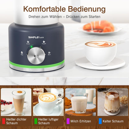 SIMPLETASTE Milchaufschäumer elektrisch 4-in-1, Edelstahl, 600 W