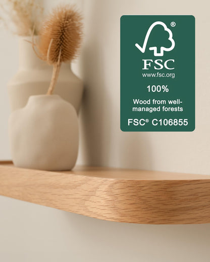 Kazai.® Wandregal-Set 'Toke' Eiche – 3 schwebende Holzregale