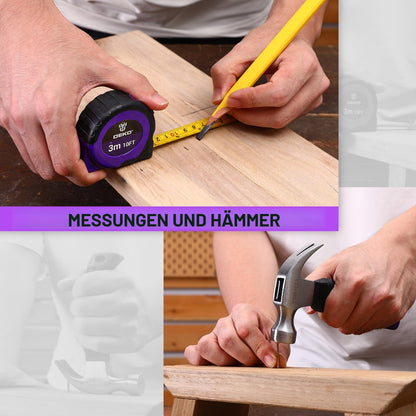 DEKO Werkzeugkoffer DKMT126, 126-teilig, 8V Akkuschrauber, violett