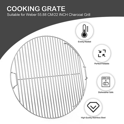 onlyfire Grillrost Edelstahl rund Ø 54,5 cm für Weber 57 cm Kugelgrill